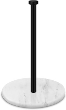 HESHIBI Paper Towel Holder Countertop with 7" Weighted White Marble Base - Modern Free Standing Paper Roll Holder, Brushed Gold Stainless Steel Stand Paper Towel Holder for Kitchen and Bathroom