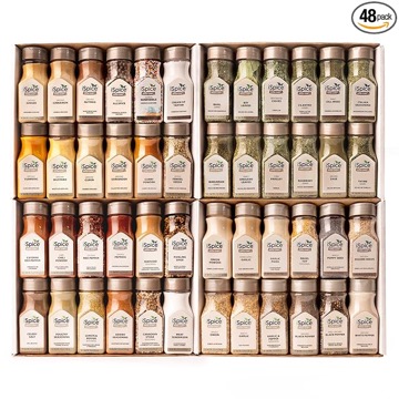 iSpice Starter Spice Set- Herb Spices and Seasonings Sets, Spices Set For Gifts Home Basic Seasonings for Cooking(Total Kitchen- 48 pack)