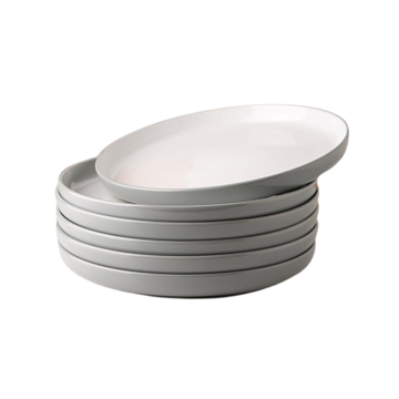 GBHOME Dinner Plates Set of 6,10.5 Inch Round Modern Stoneware Plates for Kithen,Flat Circle Dishes Set,Microwave,Dishwasher Safe,Scratch Resistant Deep plates-Grey&White