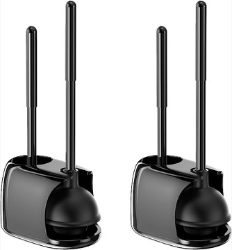 Voseki Toilet Brush and Plunger Set, 2 in 1 Toilet Bowl Brush Plunger Set with Hidden Holder for Deeply Cleaning, Bathroom Accessories Toilet Plungers, Black
