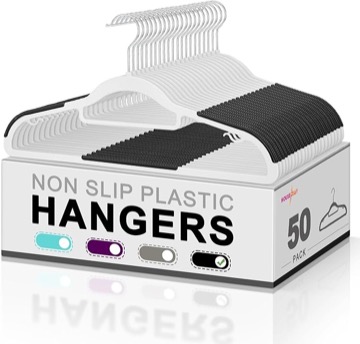 HOUSE DAY Plastic Hangers 50 Pack, GRS Certified Plastic Clothes Hangers Non Slip Hangers, Heavy Duty Plastic Hangers with 360° Swivel Hook, Ultra Thin Hangers Space Saving, Gray Hangers for Closet