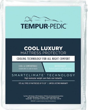 Tempur-Pedic Cool Luxury Mattress Protector, Queen, White