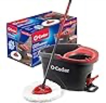 O-Cedar EasyWring Microfiber Spin Mop, Bucket Floor Cleaning System, Red, Gray