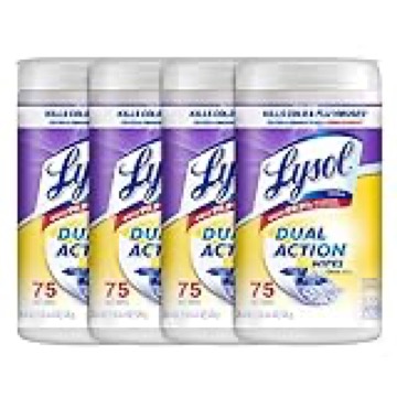 Lysol Dual Action Disinfectant Wipes, Multi-Surface Antibacterial Scrubbing Wipes, For Disinfecting and Cleaning, Citrus Scent, 75ct (Pack of 4)