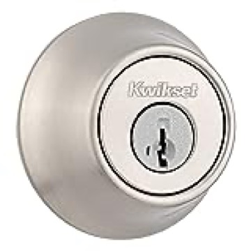 Kwikset 660 Deadbolt Deadbolt Lock, Satin Nickel Round Exterior Keyed Front Entry Door, Pick Resistant SmartKey Rekey Security, Single Cylinder Dead Bolt, with Microban Protection
