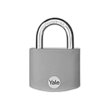 Yale Covered Aluminum Padlock with 3 keyed Alike Keys for Indoor and Outdoors use, Gym Locker, and Toolbox (Grey)